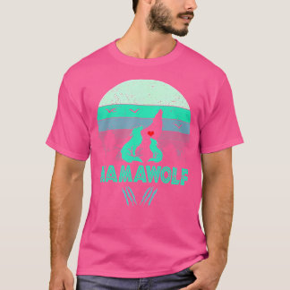 T-shirt Mamawolf Funny Wolf Mama coucher de soleil