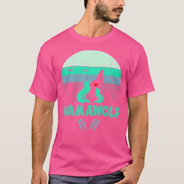 T-shirt Mamawolf Funny Wolf Mama coucher de soleil (Devant)