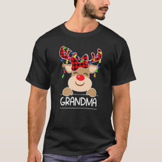 T-shirt Mamie à carreaux de buffle Renne Lumière de Noël F