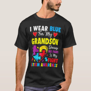 T-shirt Mamie Papie Je Porte Bleu Pour Mon Petit-Fils Auti