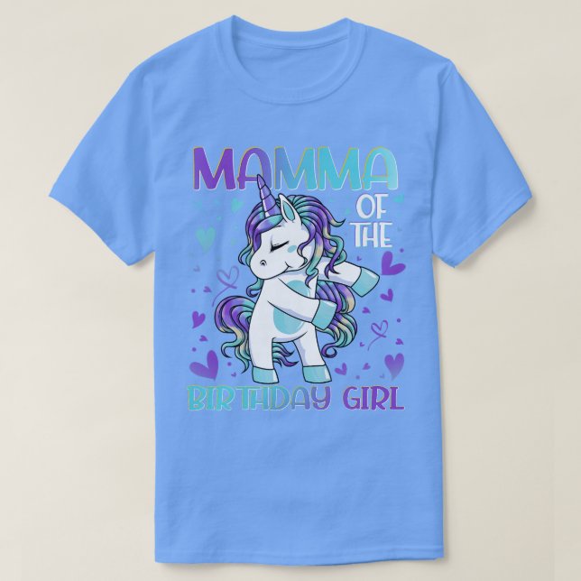 T-shirt Mamma de la fille d'anniversaire Flossing Unicorn  (Design devant)