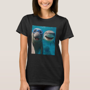 T-shirt Mammifère marin drôle selfie avec requin amateurs