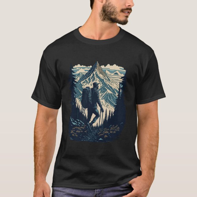 T-shirt man hiking in mountains Funny Hiker Gift  (Devant)