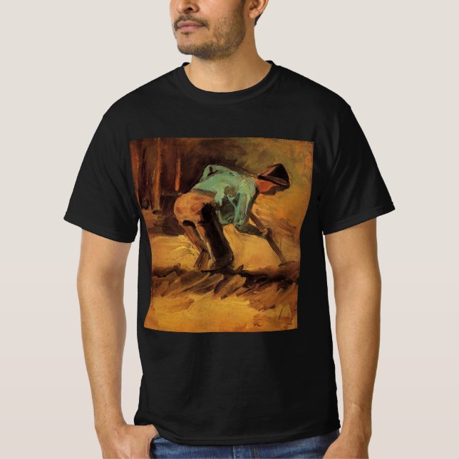 T-shirt Man Stooping with Stick, Spade de Vincent van Gogh (Devant)