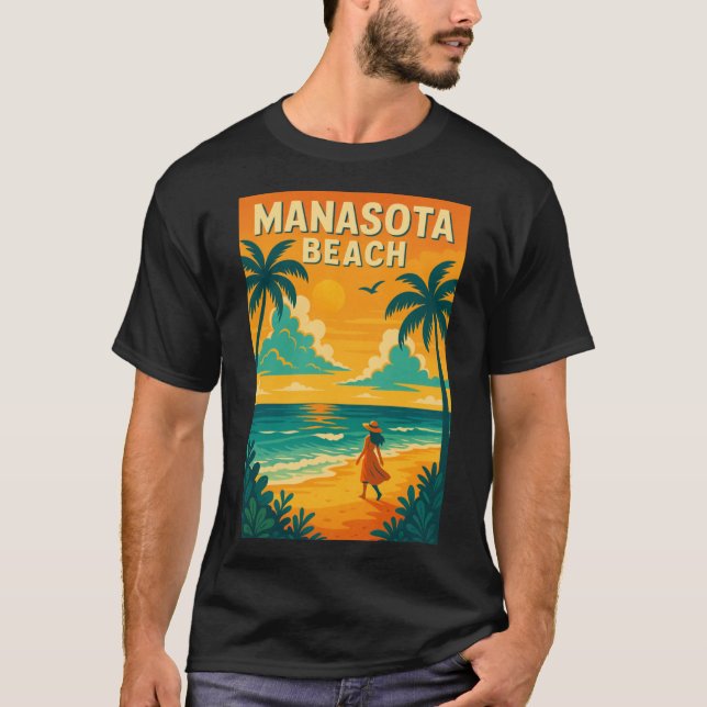 T-shirt Manasota Beach Evening Walk Gulf Coast Florida Par (Devant)