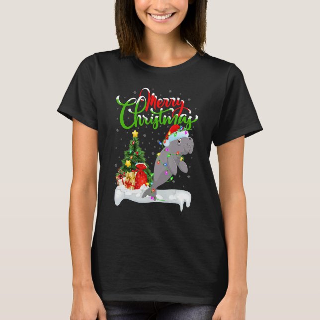 T-shirt Manatee   Xmas Decorations Santa Manatee Christmas (Devant)