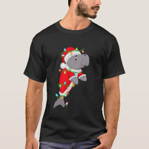T-shirt Manatee Xmas Éclairage Père Noël Costume Manatee C