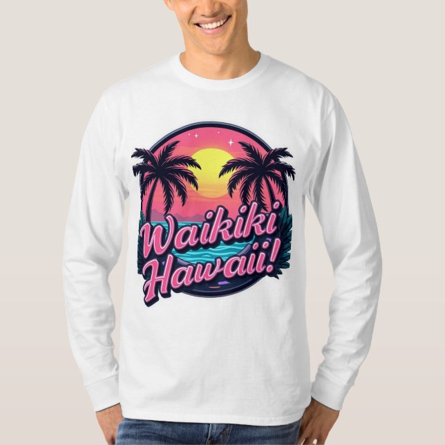 T-shirt Manche Long De La Plage De Waikiki (Devant)