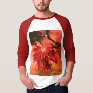 T-shirt Manches longues à feuille rouge pour hommes