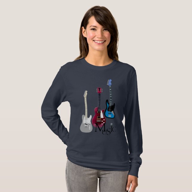 T-shirt manches longues, Guitares, music (Devant entier)