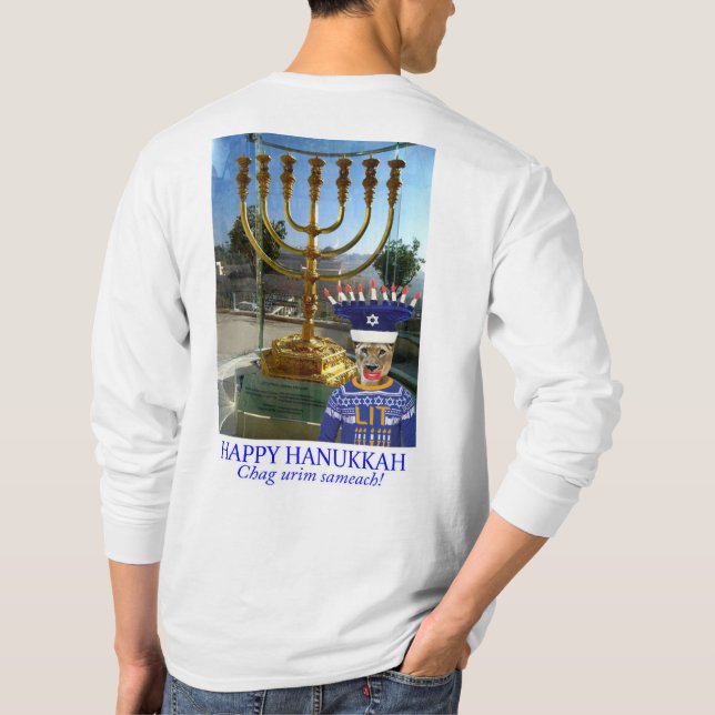 T-shirt manches longues man. Joyeux Hanoukka. lion (Dos)