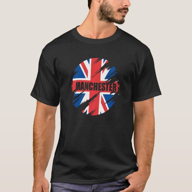 T-shirt Manchester British Flag Angleterre Royaume-Uni Uni (Devant)
