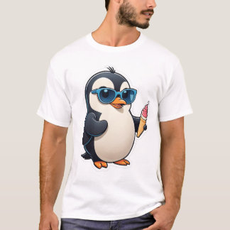 T-shirt Manchot cool avec glace mignonne illustration d'ét