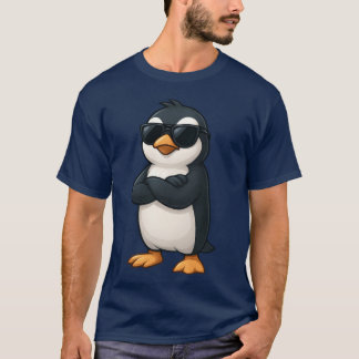 T-shirt Manchot cool avec les bras croisés voiture de game