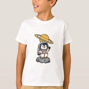 T-shirt Manchot de l'espace Astronaute Saturne Enfants