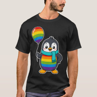 T-shirt Manchot drapeau arc-en-ciel Lesbienne Fierté Gay A
