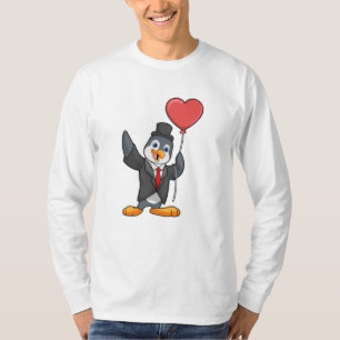 T-shirt Manchot en marié avec ballon en forme de cœur