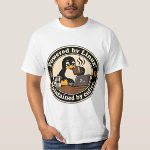 T-shirt Manchot Linux Tux et café