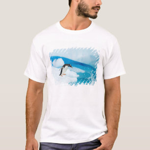 T-shirt manchot papou, Pygoscelis Papua, sautant