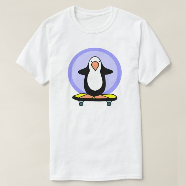 T-shirt Manchot skateboardeur skateboard fun skateboard (Design devant)