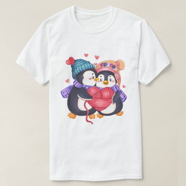 T-shirt manchots amoureux (Design devant)
