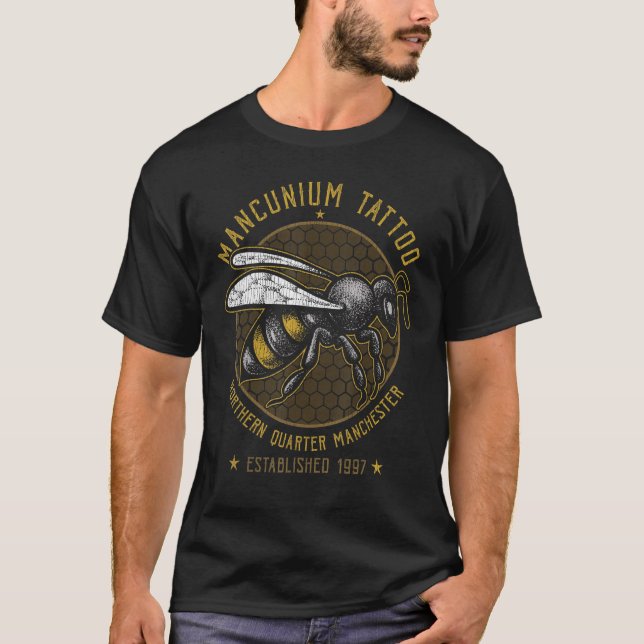T-shirt Mancunium Tattoo Manchester Worker Bee Tattoo Stud (Devant)