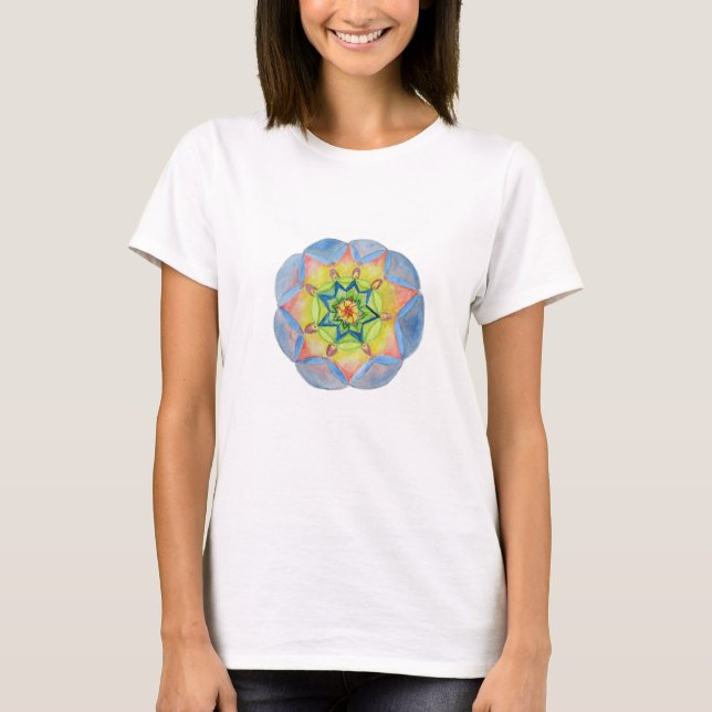 T-shirt Mandala bleu, mandala aquarelle Art (Devant)