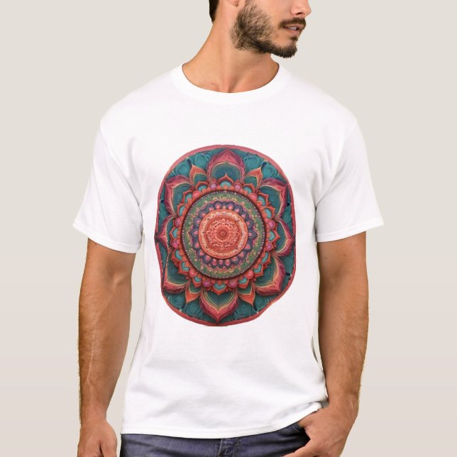 T-shirt Mandala couleur vive (Devant)