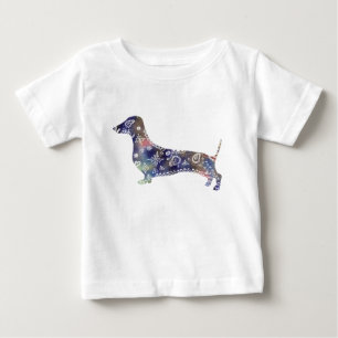 T-shirt Mandala Dachshund Fine Jersey, blanc