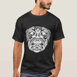 T-shirt Mandala de chien carlin .