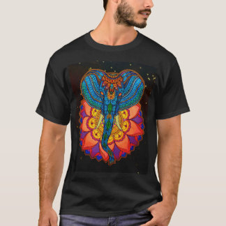 T-shirt Mandala d'éléphant avec un lotus mystique