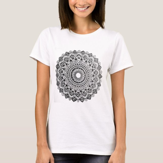 T-shirt Mandala noir et blanc (Devant)