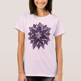 T-shirt Mandala pourpre comme la fleur abstraite dessinée