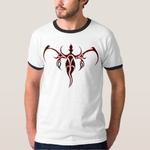 T-shirt Mandala Tribal Orné Noir et Rouge d'Éléphant