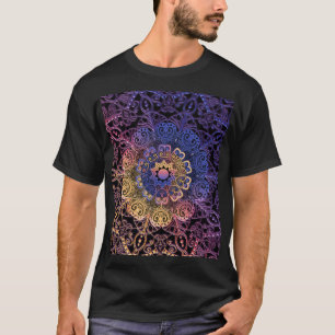 T-shirt Mandala violet et jaune : dessin manuel