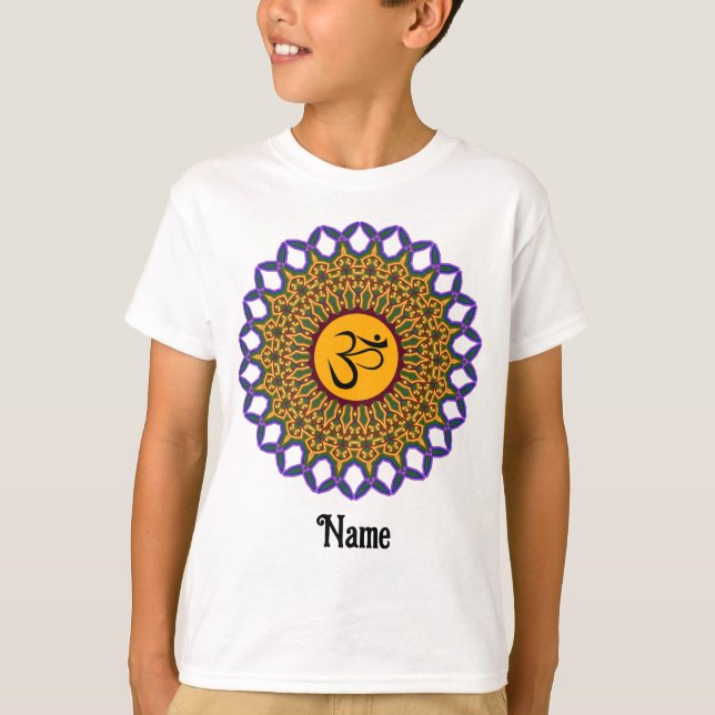 T-shirt Mandala Yoga Om Peacock spirituel Customisé (Devant)