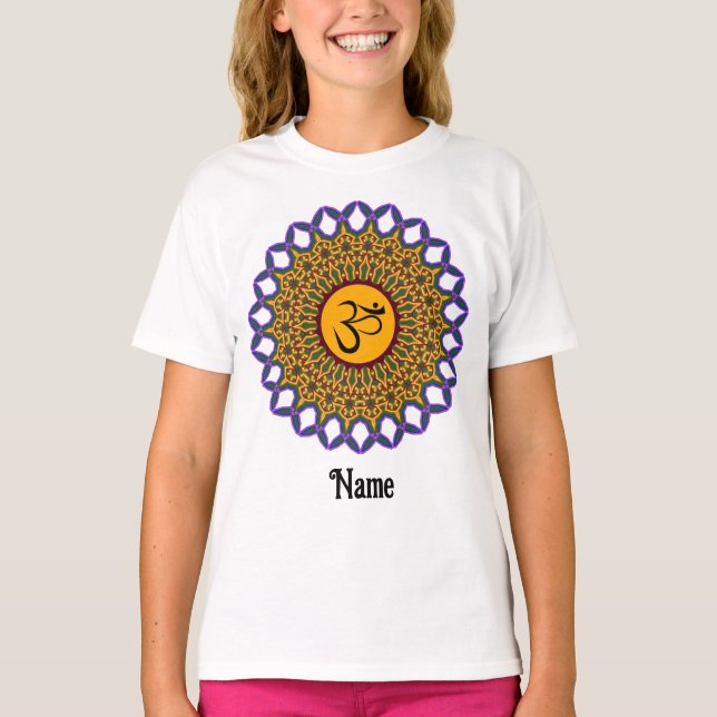 T-shirt Mandala Yoga Om Peacock spirituel Customisé (Devant)