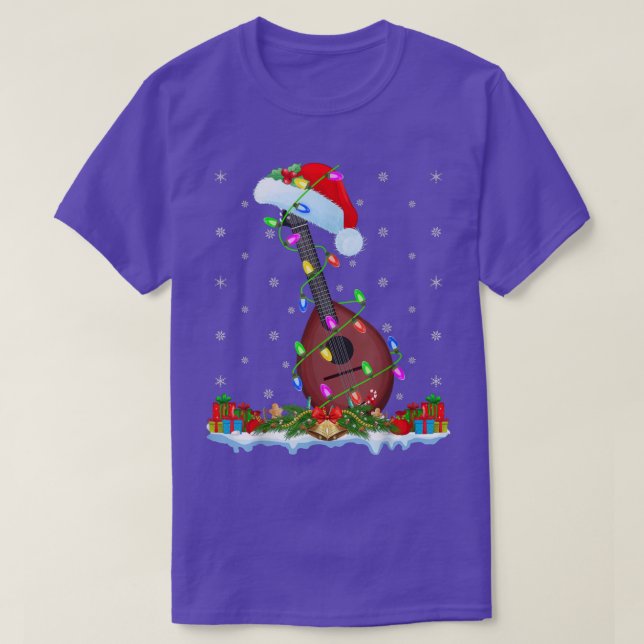 T-shirt Mandolin Music Lover Matching Santa Hat Mandolin C (Design devant)