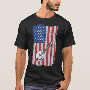 T-shirt Mandolin Usa Drapeau Mandolin Lecteur Mandoliniste