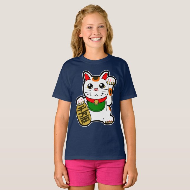 T-shirt Maneki Neko : Chat chanceux japonais (Devant entier)