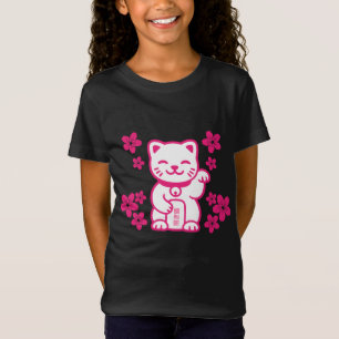 T-Shirt Maneki-neko japonais rose