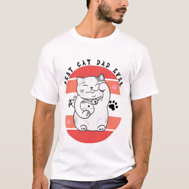 T-shirt Maneki Neko Lucky Cat Dad Father's Day (Devant)