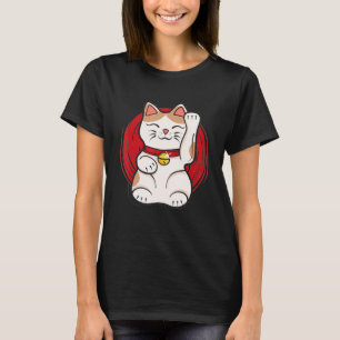 T-shirt Maneki Neko Lucky Chat Statue Agitant Style Japona