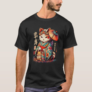 T-shirt Manekineko Geisha Higasa Geisha Umbrella Yukata Ki