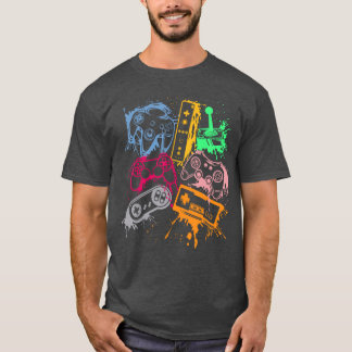 T-shirt Manettes de console de jeu vidéo rétro 80s 90s Arc