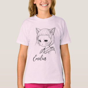 T-shirt Manga Chatte Fille