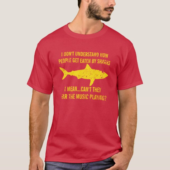 T-shirt Mangé par des requins - entendez la musique - (Devant)