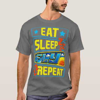 T-shirt Mange Sommeil Vol Répéter Avion Avion Pilote Aviat