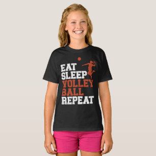 T-shirt Mange Sommeil Volleyball Répéter Volleyball Girl C