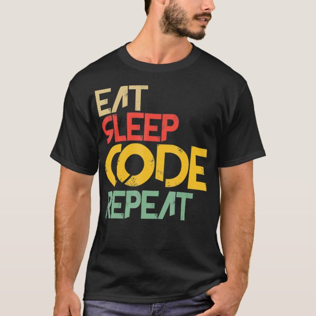 T-shirt Manger Code de sommeil drôle Informatique Science  (Devant)